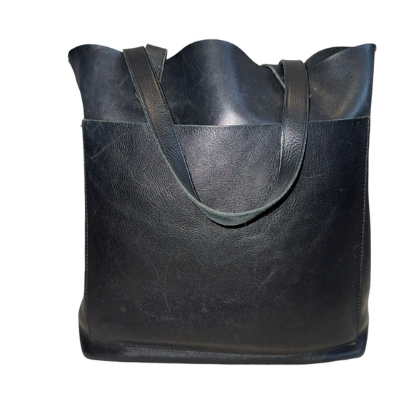 Madewell The Zip-Top Medium Transport Tote Black Leather MISSING LONG STRAP - Picture 2 of 14